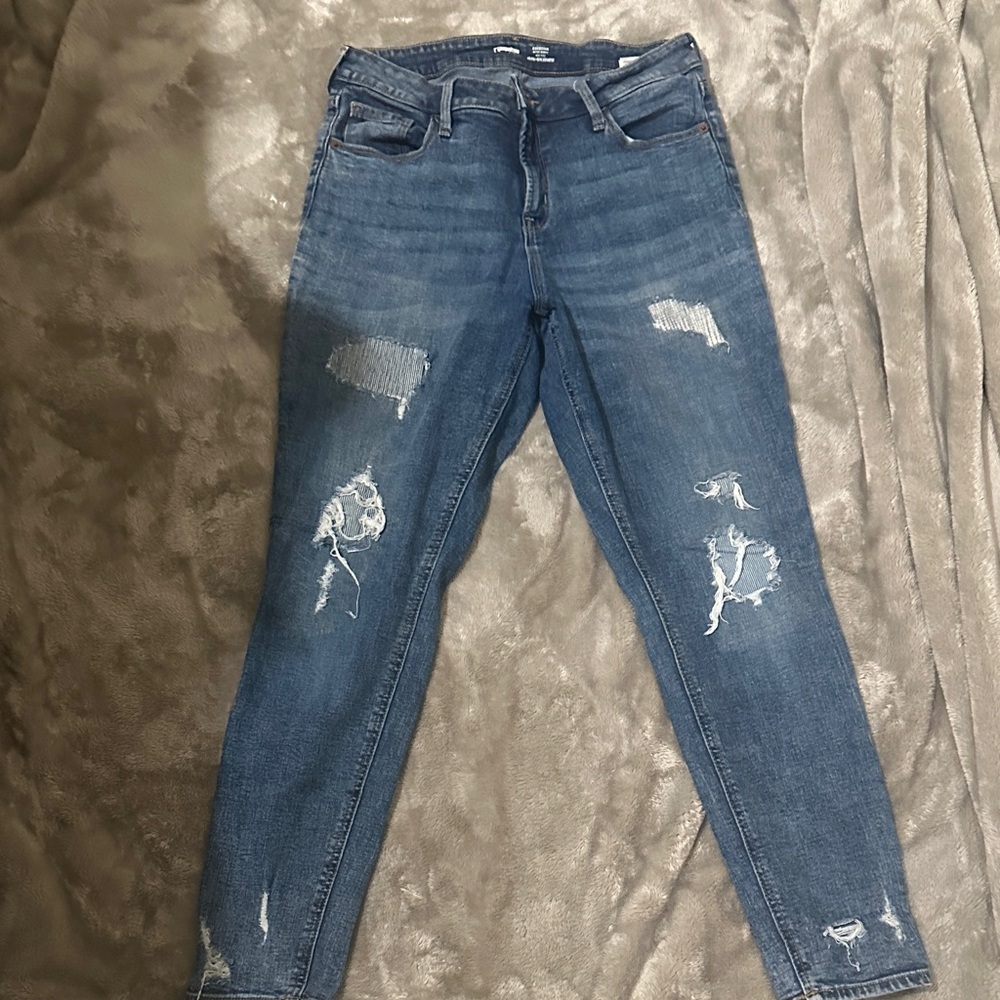 Old Navy Women's Distressed Skinny Jeans - Blue